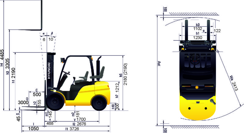 Схема Дизельный вилочный погрузчик Hyundai 30D-9E