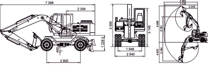 Схема Колесный экскаватор Lonking CDM6155W