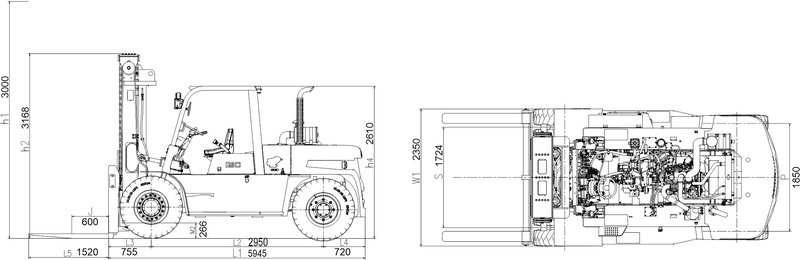 Схема Дизельный вилочный погрузчик TRF D120-3X