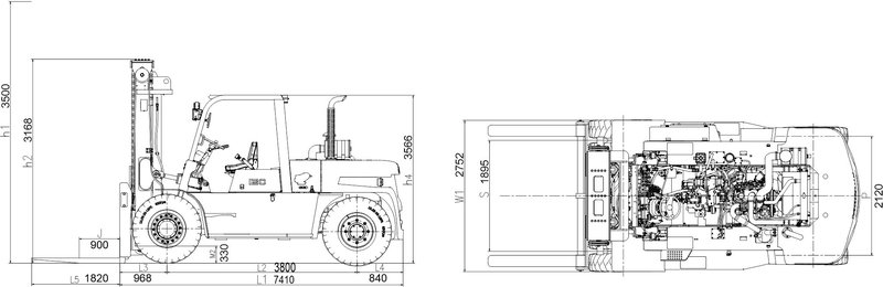 Схема Дизельный вилочный погрузчик TRF D160-3C