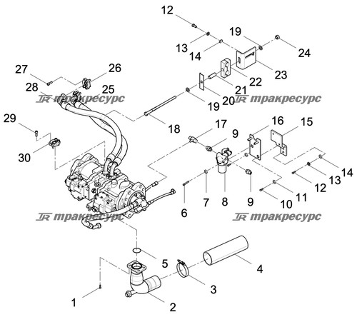 Узел шланга F781196N16(SL90)12(SL70)16-1270-95°