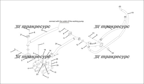 Узел шланга 20491-36T*1W16*3100/270°