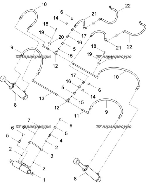 Узел шланга 20411-27T/20431-27T*2S12*1000+RS