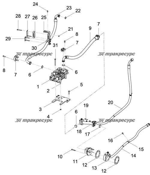 Узел шланга 87302-20a115°/87392-24a90°*4SH20*1900