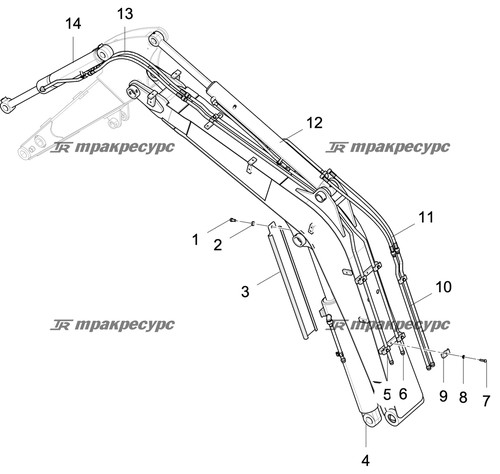 Правая стальная трубка ковша CDM6060F5.05.02.03